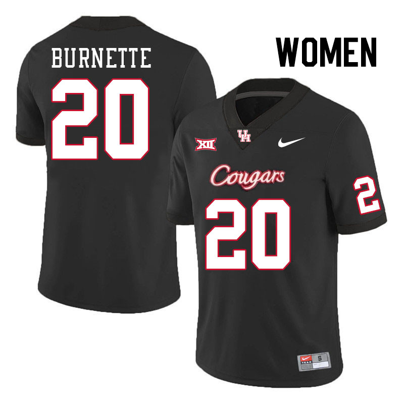 Women #20 J'Marion Burnette Houston Cougars College Football Jerseys Stitched-Black